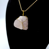 Rose Quartz Raw Stone Gold Necklace