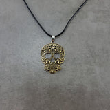 Calavera Sugar Skull Gold Necklace