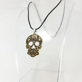 Calavera Sugar Skull Gold Necklace