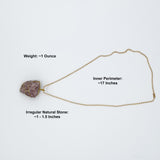 Strawberry Crystal Quartz Raw Stone Gold Necklace