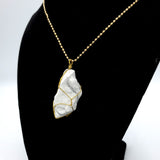 White Turquoise Raw Stone Gold Necklace