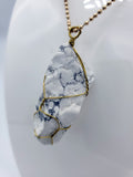 White Turquoise Raw Stone Gold Necklace