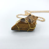 Tiger Eye Raw Stone Gold Necklace