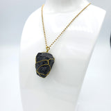 Black Tourmaline Raw Stone Gold Necklace