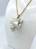 White Turquoise Raw Stone Gold Necklace