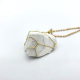 White Turquoise Raw Stone Gold Necklace
