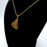 Tiger Eye Raw Stone Gold Necklace