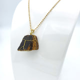Tiger Eye Raw Stone Gold Necklace