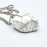 White Turquoise Raw Stone Silver Necklace