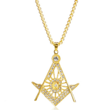 Freemason All-Seeing Eye CZ Gold Necklace