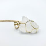 White Crystal Raw Stone Gold Necklace