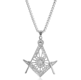 Freemason All-Seeing Eye CZ Silver Necklace