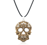 Calavera Sugar Skull Gold Necklace