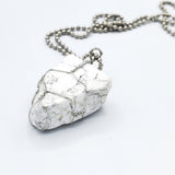White Turquoise Raw Stone Silver Necklace