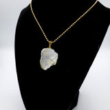 White Crystal Raw Stone Gold Necklace