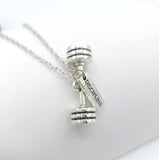Barbell Discipline Fitness Gym Silver Necklace