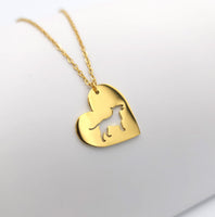 Heart Bull Terrier Dog Gold Necklace