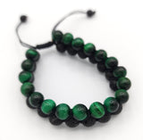 Green Tiger Eyes and Lava Stone Double-Layer Bracelet