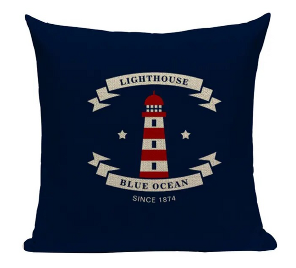 Lighthouse Blue Ocean Pillow Cover N21