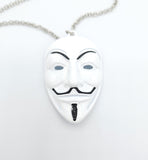 Guy Fawkes Mask White Necklace