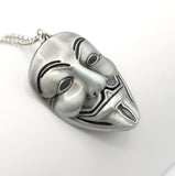 Guy Fawkes Mask Silver Necklace