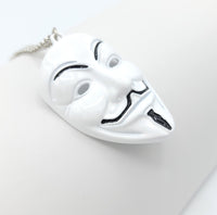Guy Fawkes Mask White Necklace