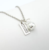 Kettlebell Weakness Is A Choice Silver Necklace