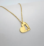 Heart Pit Bull Dog Gold Necklace