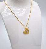 Heart Pit Bull Dog Gold Necklace