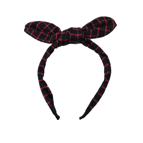 Hair Headband Black/Red Plaid HB3