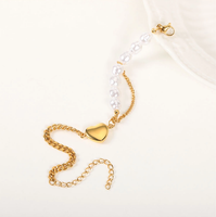 Heart with Pearls Gold Bracelet