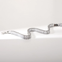 Rectangle CZ Chain Silver Bracelet