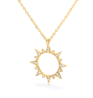 Sun Circle CZ Gold Necklace