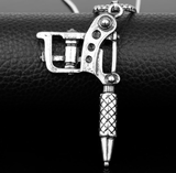Tattoo Gun Silver Necklace