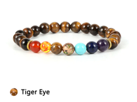 Chakra Stones and Tiger Eye Bead Bracelet
