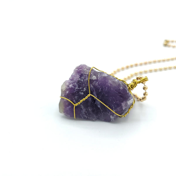 Amethyst Raw Stone Gold Necklace
