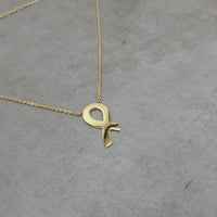 Scarf Awareness Ribbon Gold Necklace