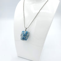 Blue Apatite Raw Stone Silver Necklace