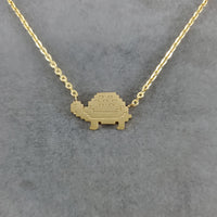 Pixel Turtle Gold Necklace