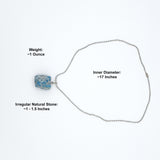 Blue Apatite Raw Stone Silver Necklace