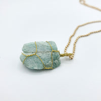 Amazonite Raw Stone Gold Necklace