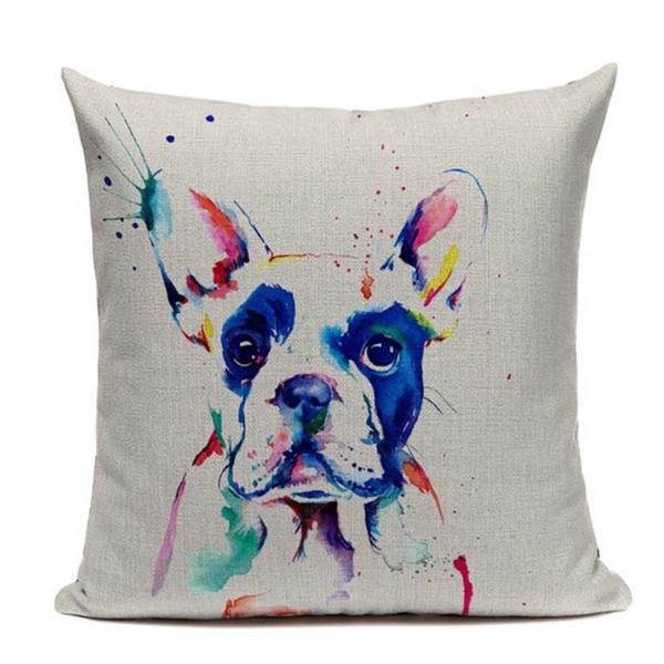 Boston Terrier Painting Pillow B11