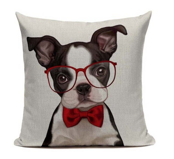 Boston Terrier Glasses Dog Pillow B15
