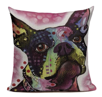 Boston Terrier Dog Trippy Purple Pillow B18
