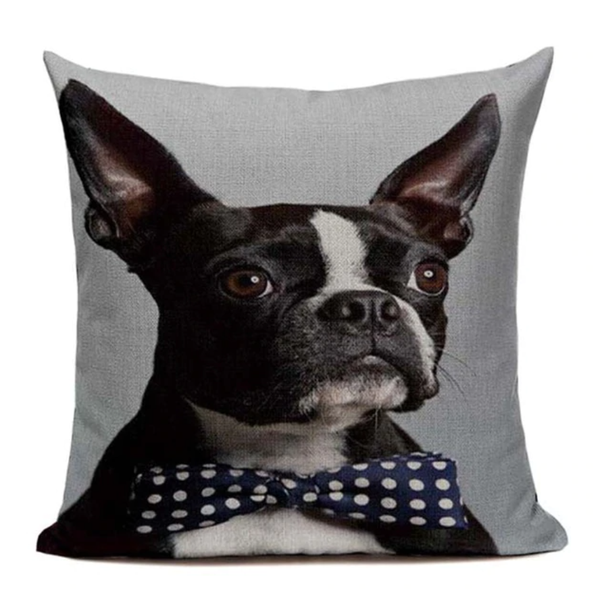 Boston Terrier Dog Bowtie Pillow Cover B20