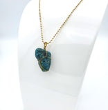 Blue Apatite Raw Stone Gold Necklace