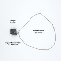Black Tourmaline Raw Stone Silver Necklace