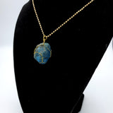 Blue Apatite Raw Stone Gold Necklace