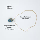 Blue Apatite Raw Stone Gold Necklace