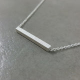 Bar Straight Shiny Silver Necklace